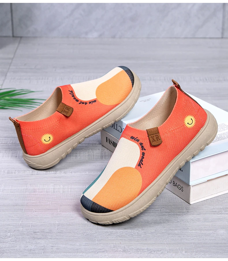 2025新款一脚蹬透气飞织网面休闲鞋百搭防滑软底舒适豆豆鞋