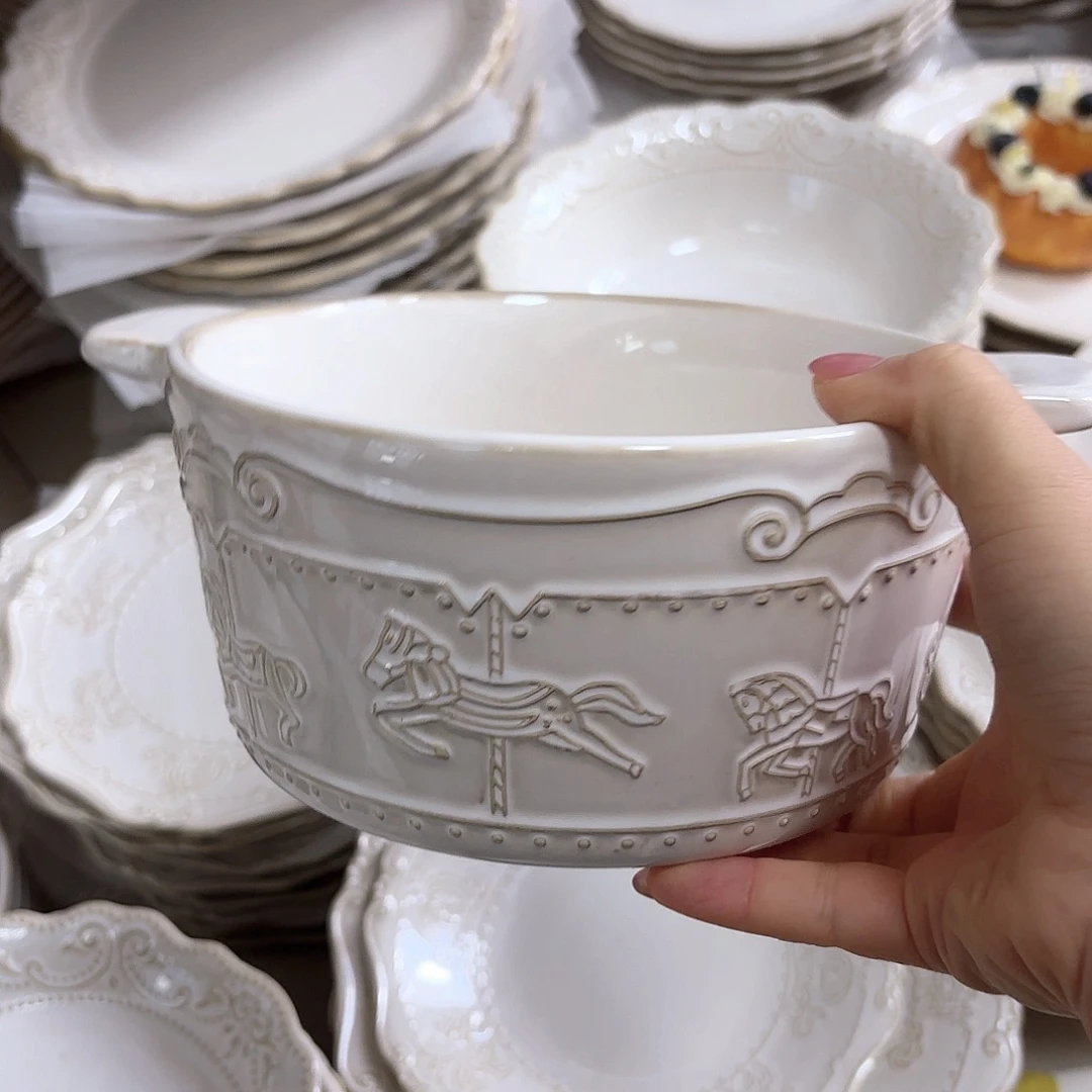 瓷片瑕疵特价陶瓷汤碗