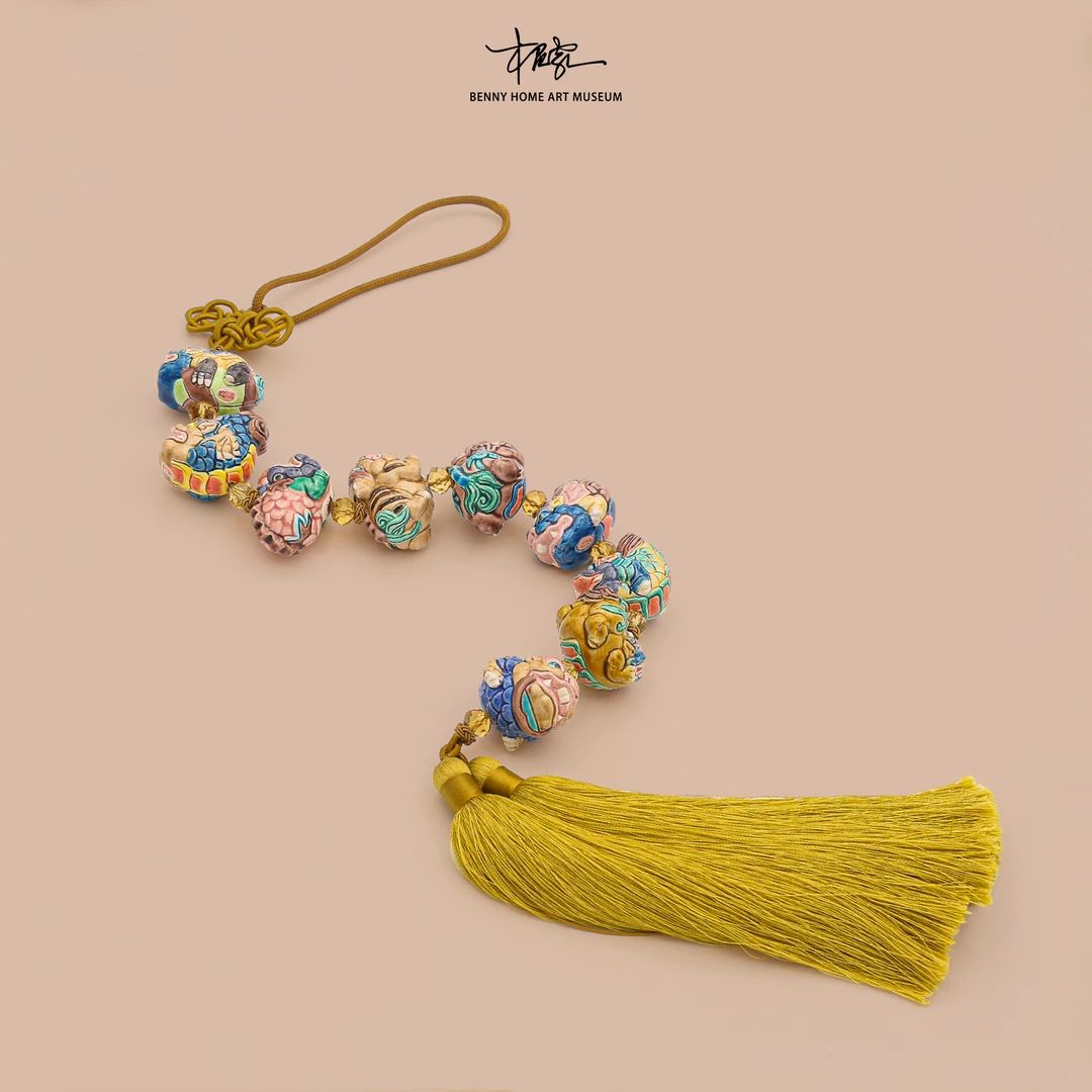 【本尼家】YJ01非遗手工彩釉交趾陶龙生九子客厅玄关壁饰挂件摆件