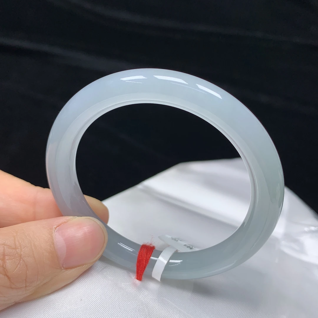 51/52圈冰润缅甸天然翡翠A货圆条女款时尚百搭少女玉镯无纹裂