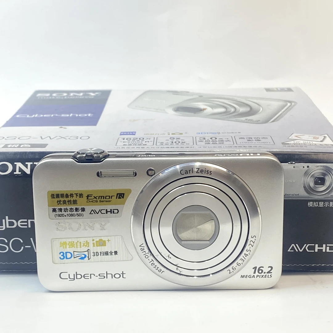 95新 Sony/索尼 wx30银色原盒1620w像素5x光变ccd数码相机