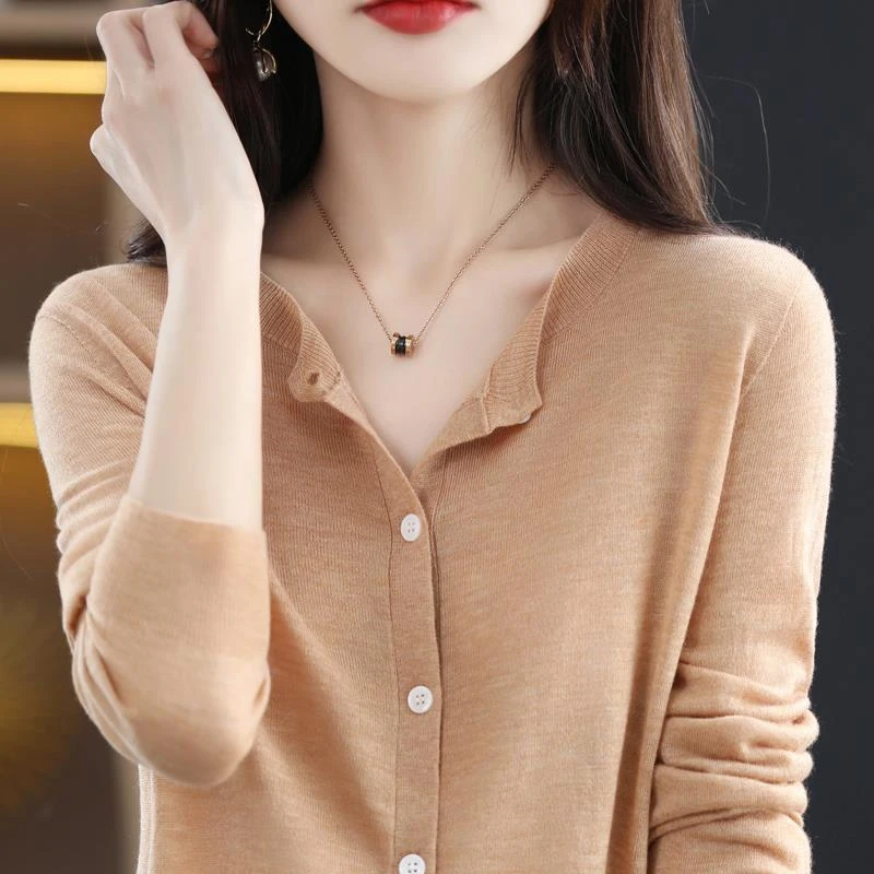 上新针织开衫外套女圆领薄款打底衫2025新款春季短款纯色上新上衣
