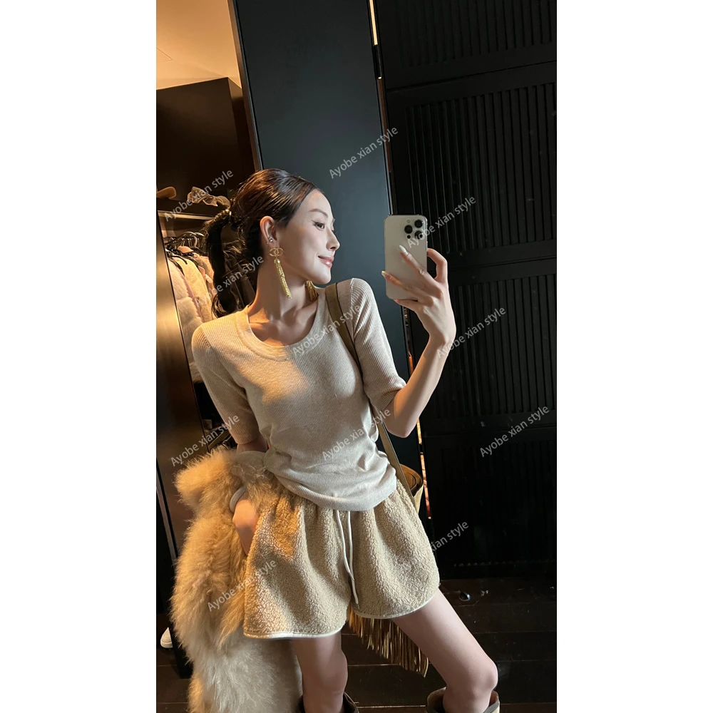 【AYOBE】小贤  80羊毛法式优雅简约气质百搭款中袖上衣