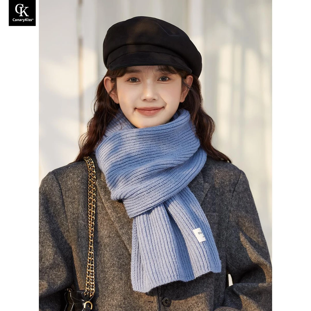 CanaryKiss韩版简约针织围巾女秋冬季高级感防寒保暖围脖百搭披肩