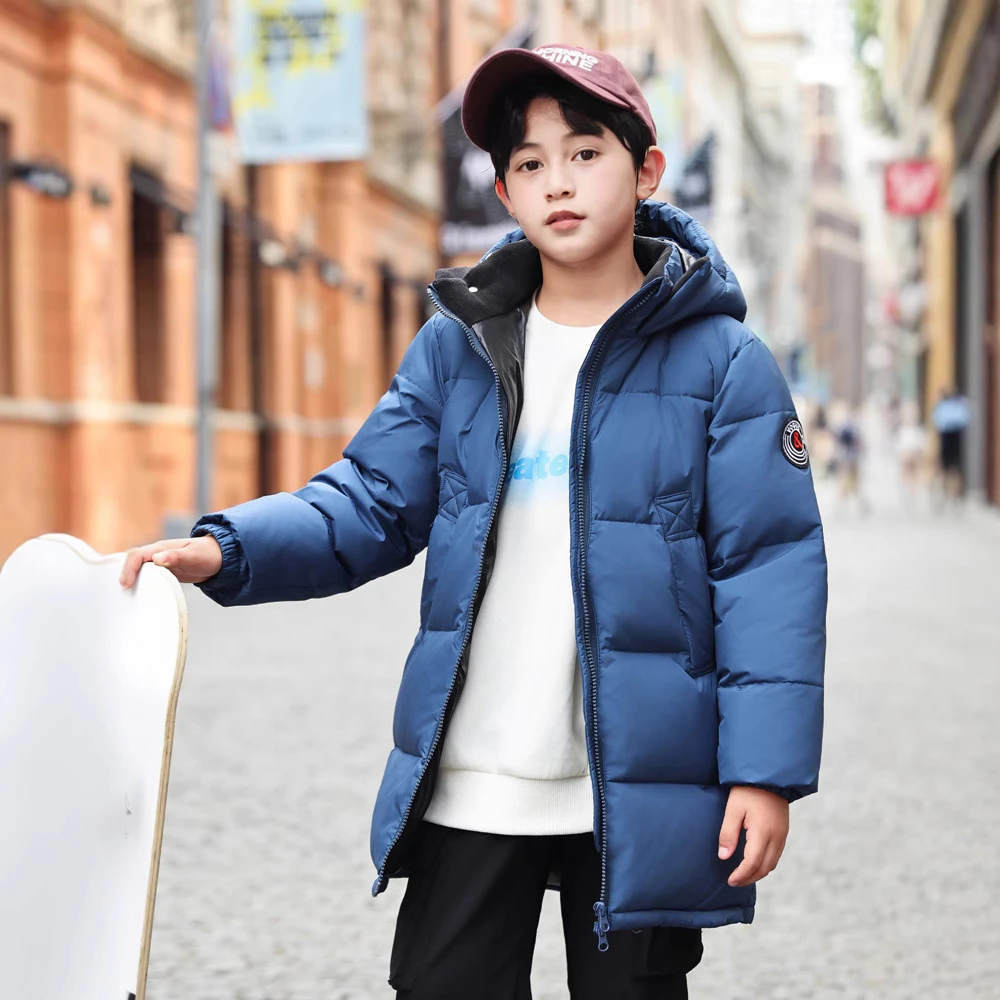 新款儿童羽绒服男童长款过潮膝洋气中大童中长款加厚韩版冬季外套