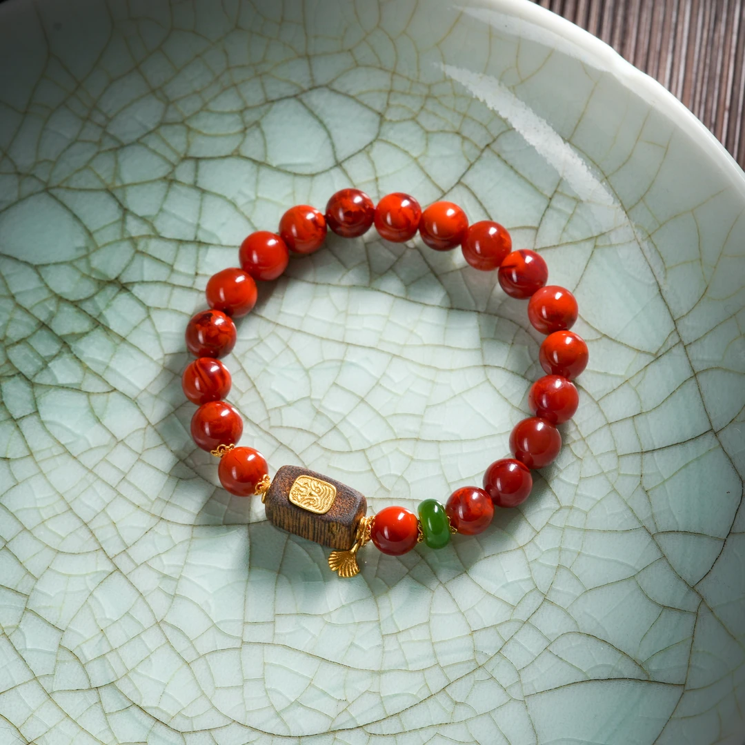 『博姐臻选』·绾宁丨南红牛血红18K金典藏级手串约8mm*S6450