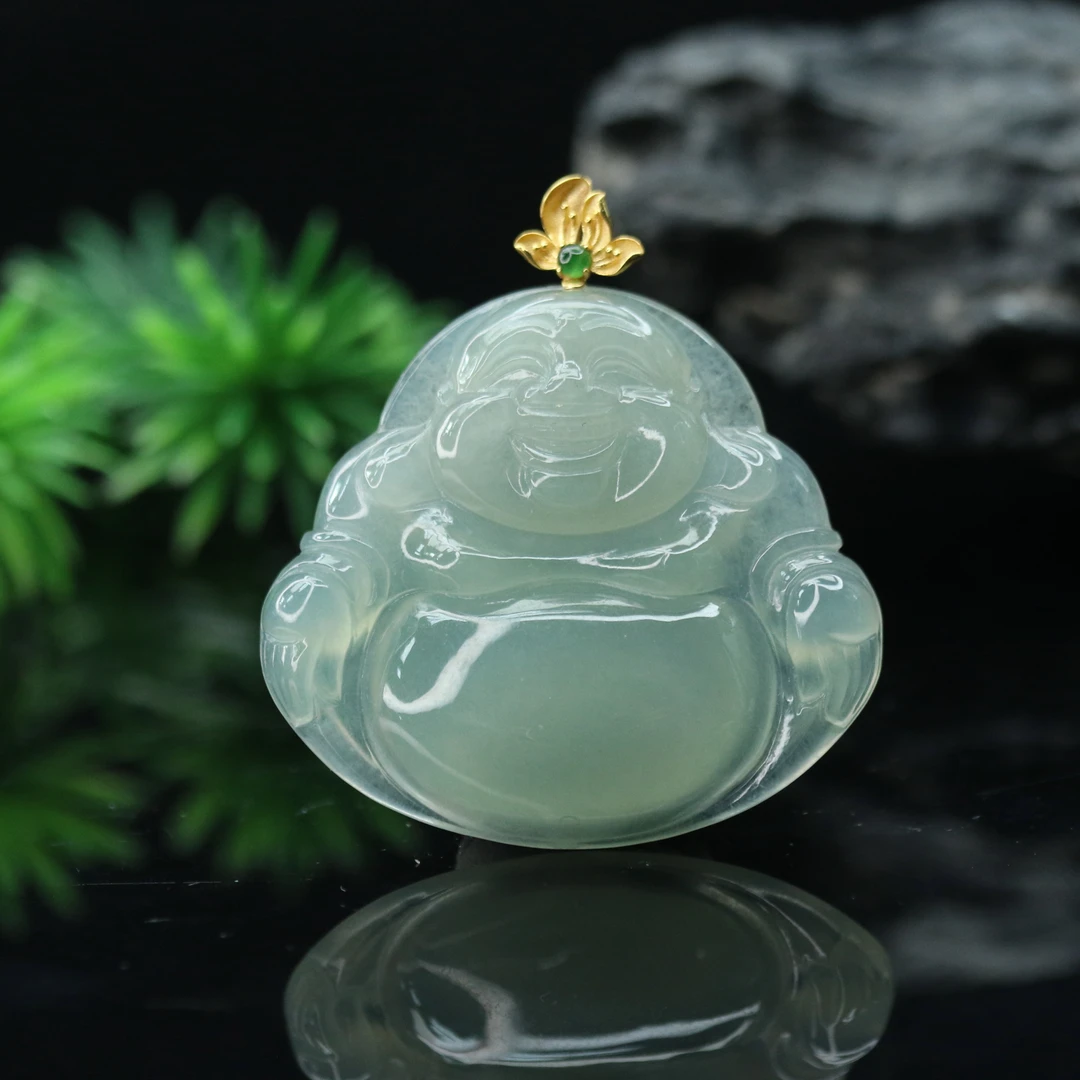 FC46天然缅甸翡翠A货18k佛公/900040/保利厦门拍卖