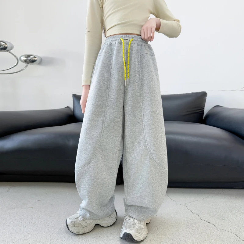 女童裤子春秋装女大童韩版弯刀裤儿童香蕉裤女孩卫裤初中生运动裤