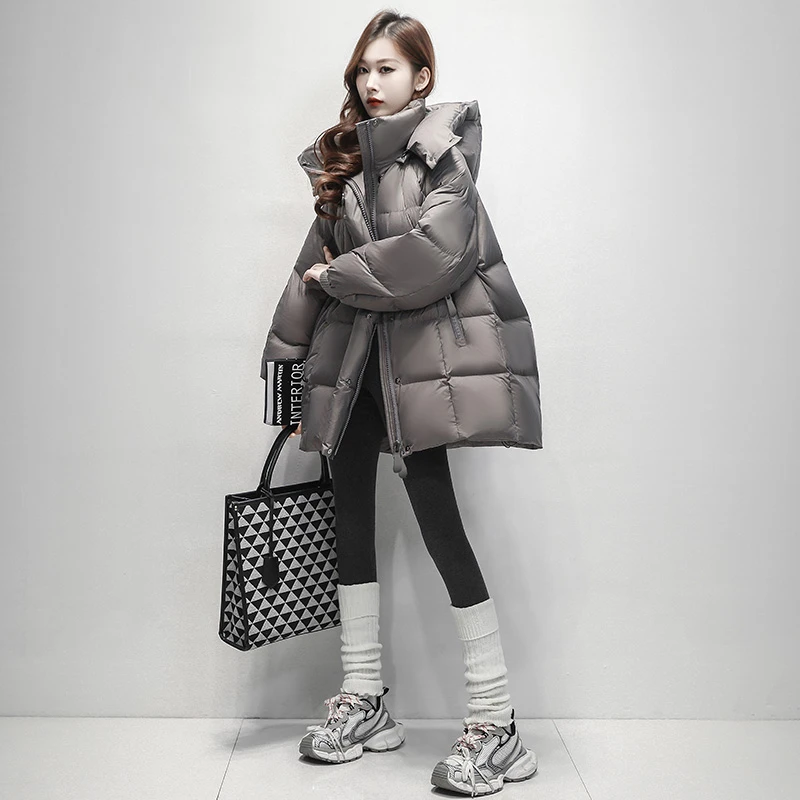 YG 新标90绒 轻奢百搭宽松时尚保暖中长款羽绒服 XYY8019