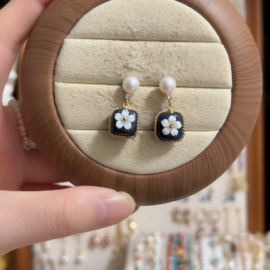 银S925镶嵌耳饰淡水珍珠