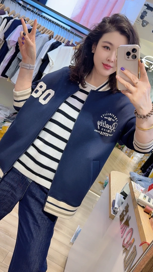 水淼2025春季新款0111-时尚潮流 减龄棒球服