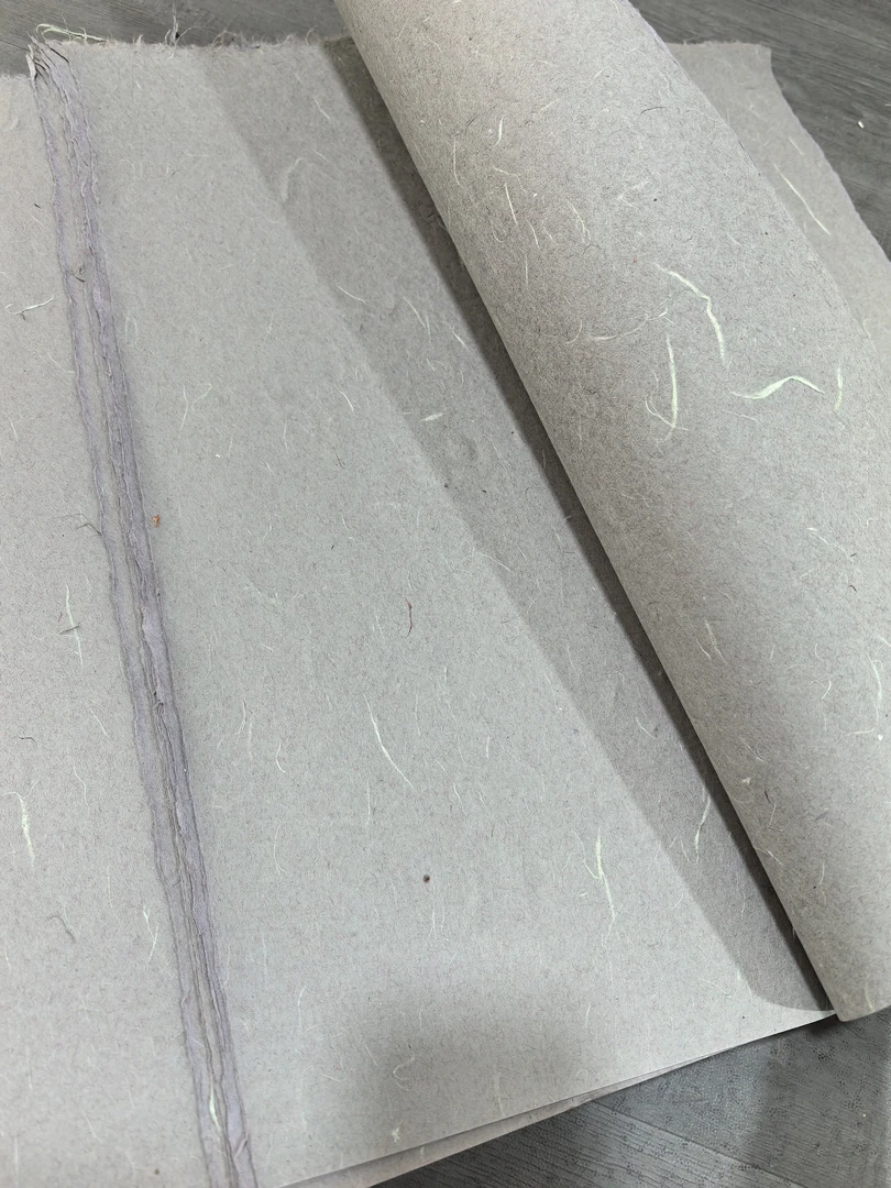 丝绒水泥灰 六尺屏（48×180cm）纯手工楮皮古法皮纸25张 半生半熟
