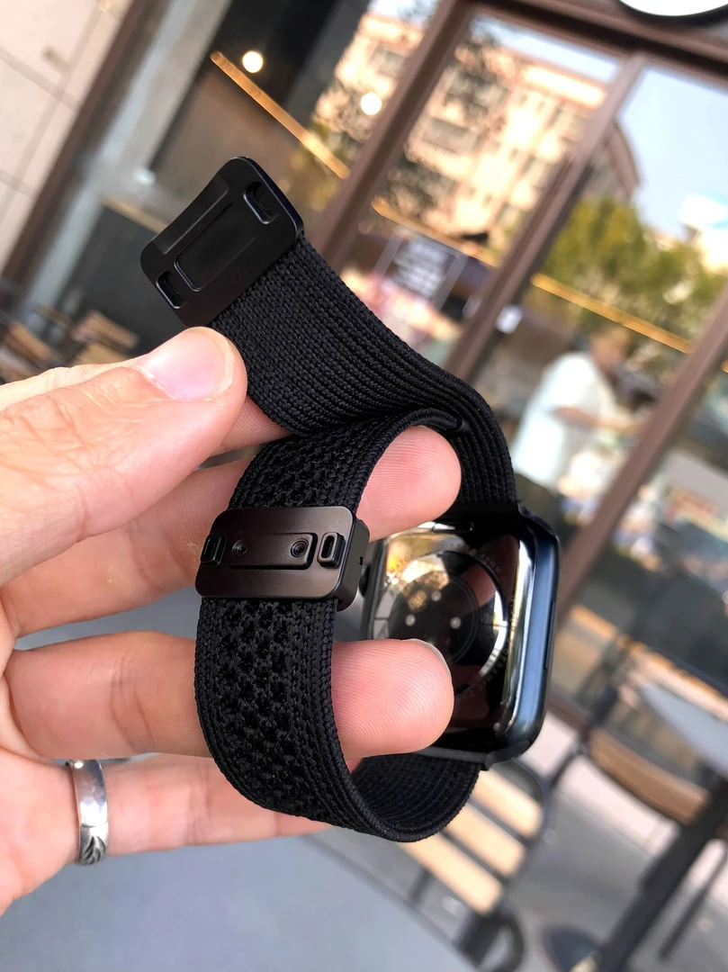 卡客风暴 针织磁吸适用苹果iwatch手表带s10秋冬透气暖手编织9876