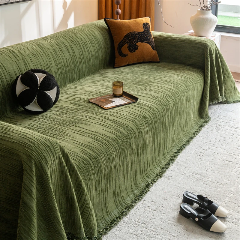 清奈素洁复古高级感沙发巾盖布四季加密雪尼尔一片式防滑防抓防污