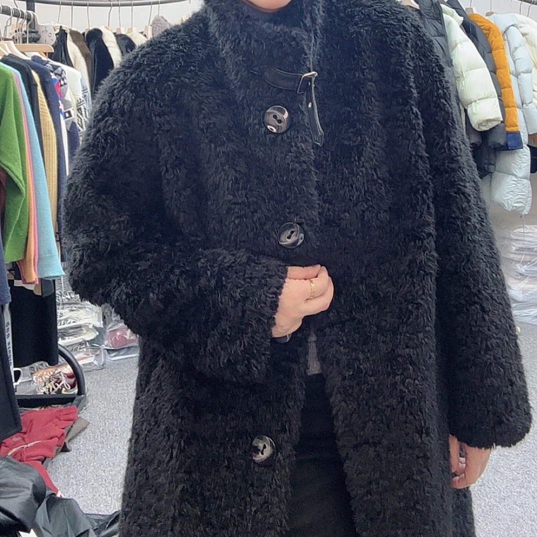 QL—90146立领休闲风冬季常规款保暖短外套女士毛呢韩版黑色