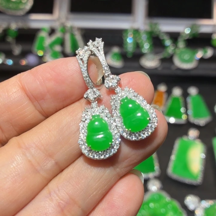 翡翠18K金镶嵌吊坠(不含链)翡翠