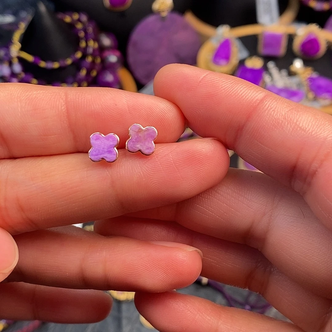 苏纪石（舒俱来）耳饰18K金镶嵌