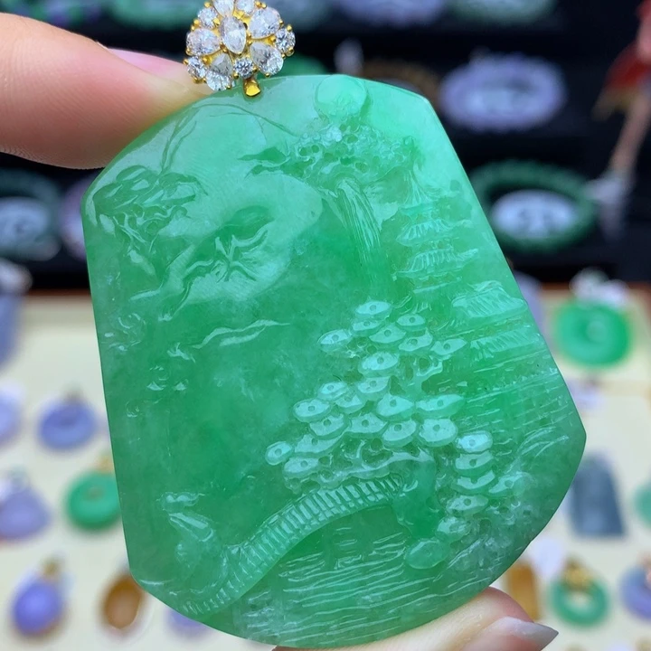 翡翠18K金镶嵌手链翡翠