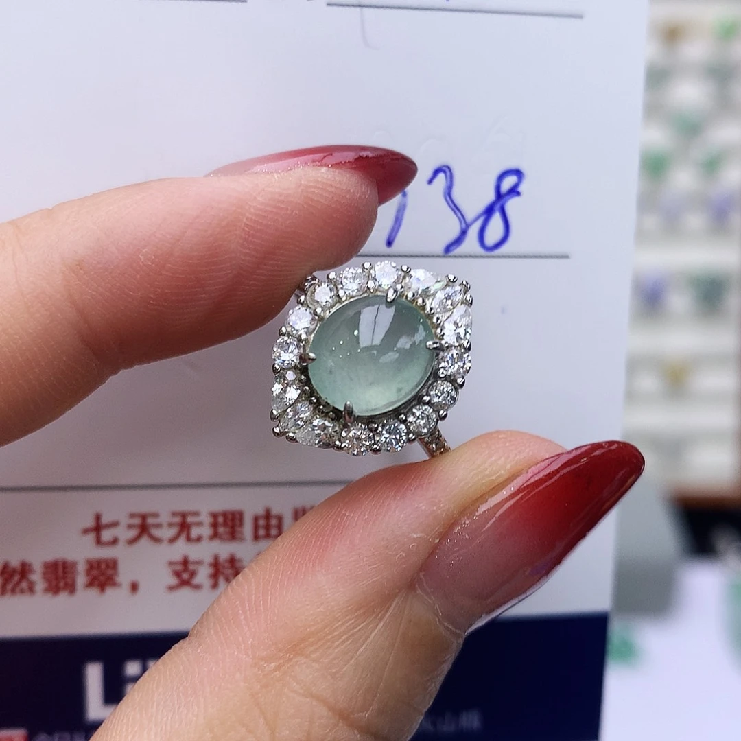 翡翠戒指银S925镶嵌187