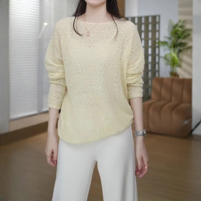 时尚高级感宽松显瘦纯色毛衣女韩系超好看百搭宽松针织衫别致上衣