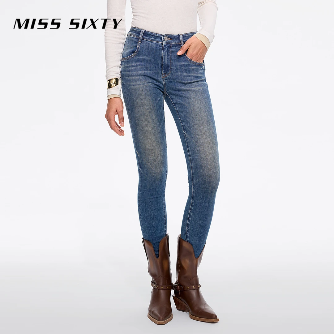 【商场同款新品】Miss Sixty2025春季牛仔中腰九分铅笔裤修身小脚裤