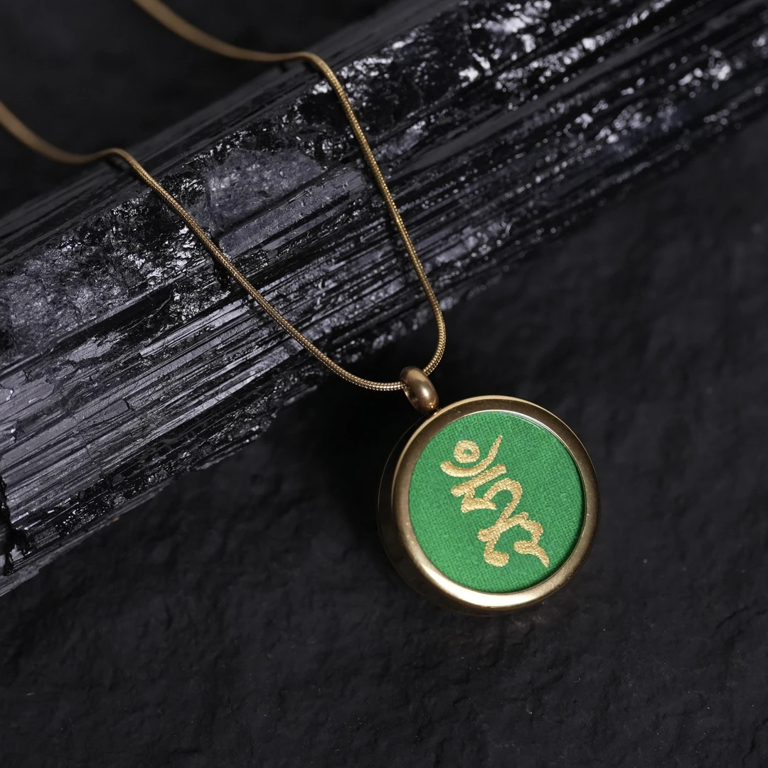 铜合金布艺项链 【吉祥安康】高能大德手绘绿度母项链陆人甲乙丙