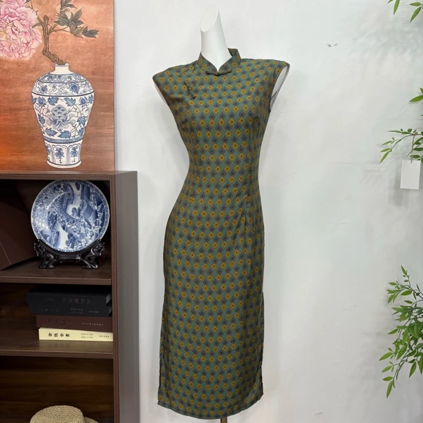 【绿磷】声声慢/120/ 夏新款出游透气新中式新款低开叉日常旗袍