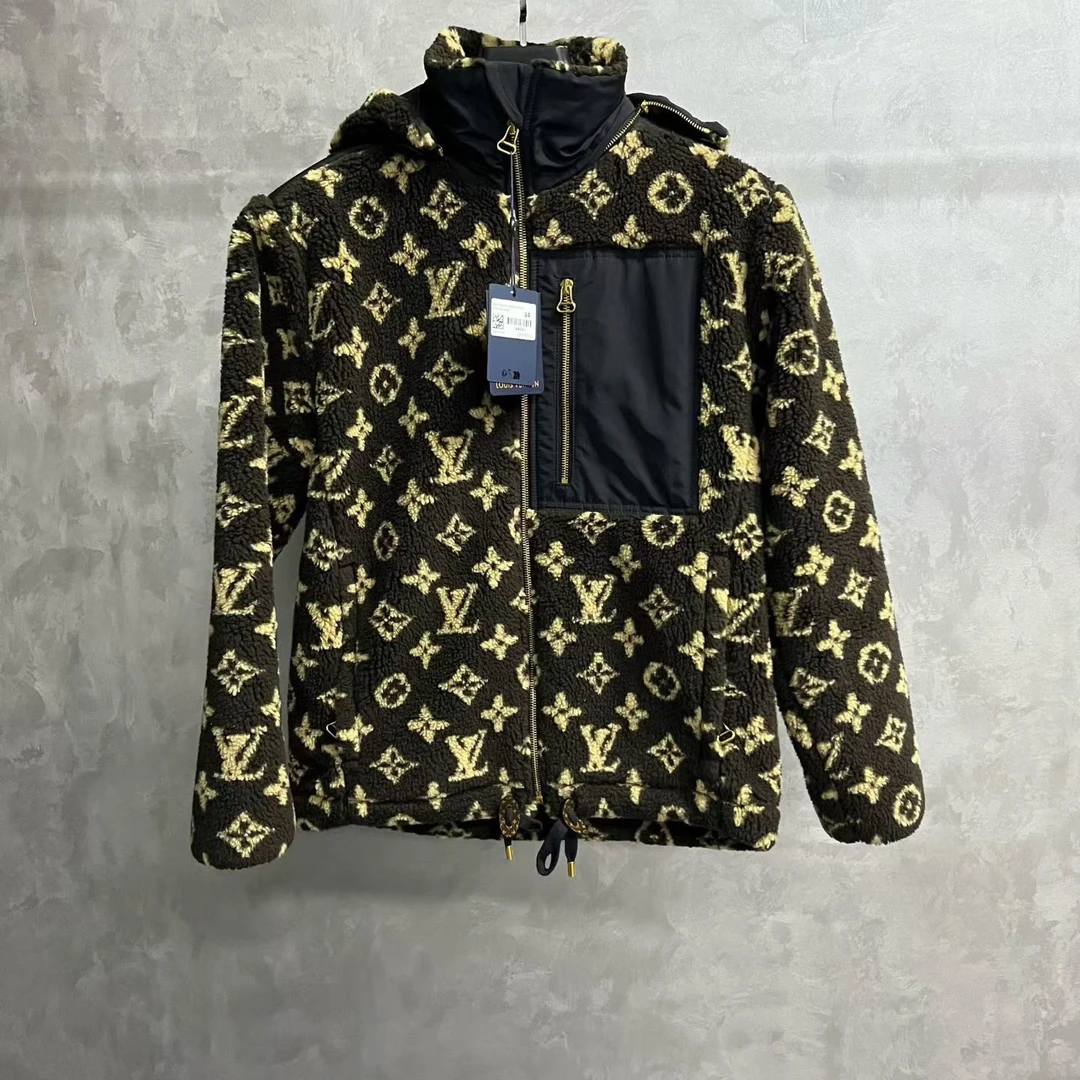 未使用 LouisVuitton/路易威登 棕色Logo满印立领连帽外套/34/36