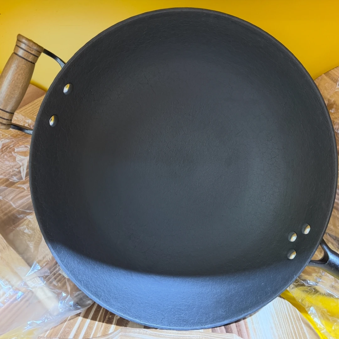 传统老式铸铁锅炒菜圆底平底锅无涂层铁锅燃气灶凹面平面电磁炉