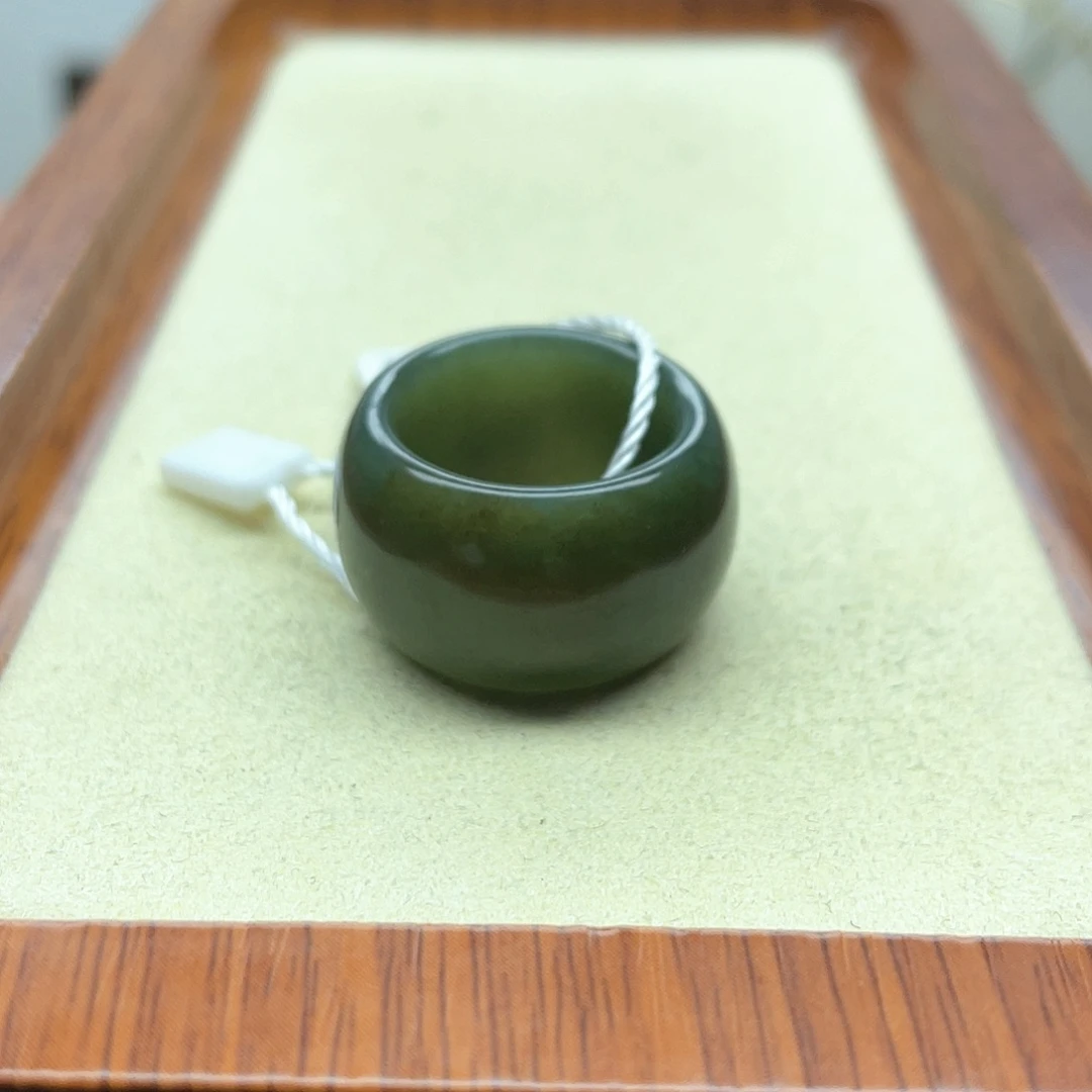 未镶嵌戒指和田玉115切末蓝带糖宽胎17码