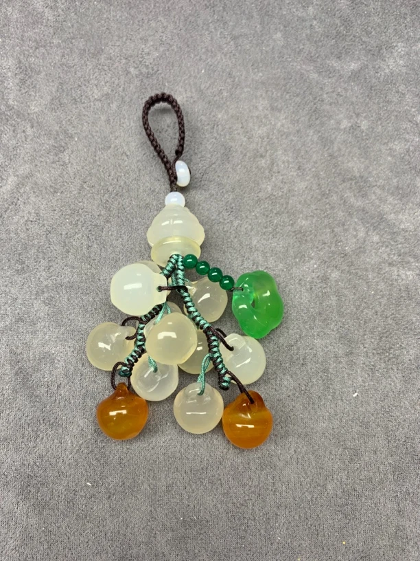 天然玛瑙玉石苹果钥匙挂