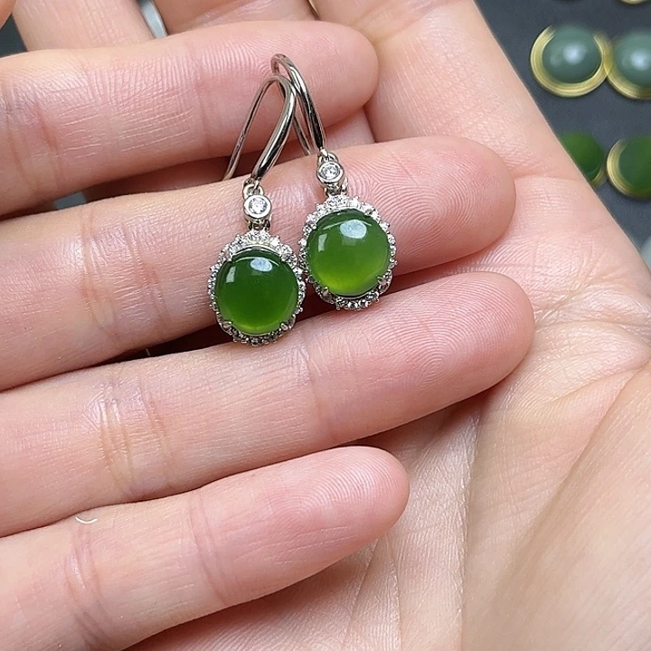 ****瑋和田玉银S925镶嵌耳饰
