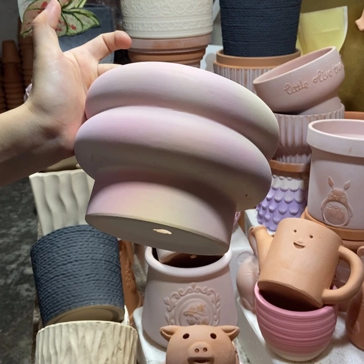 17×12炫彩粉甜甜圈 粗陶1个