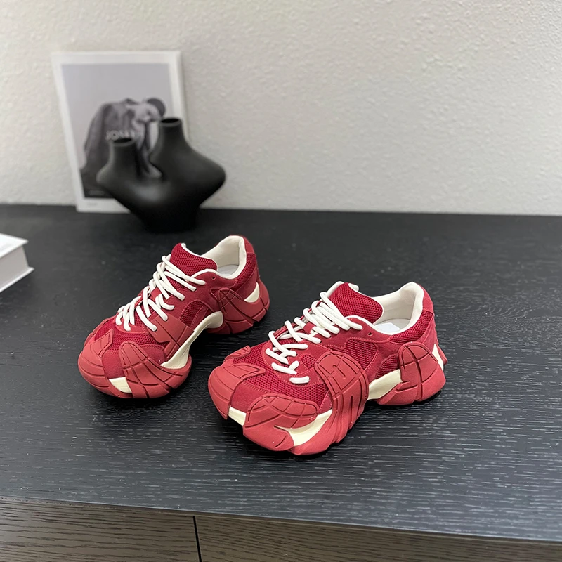 2025早秋新款老爹鞋女小个子5cm松糕底百搭增高透气休闲鞋运动鞋