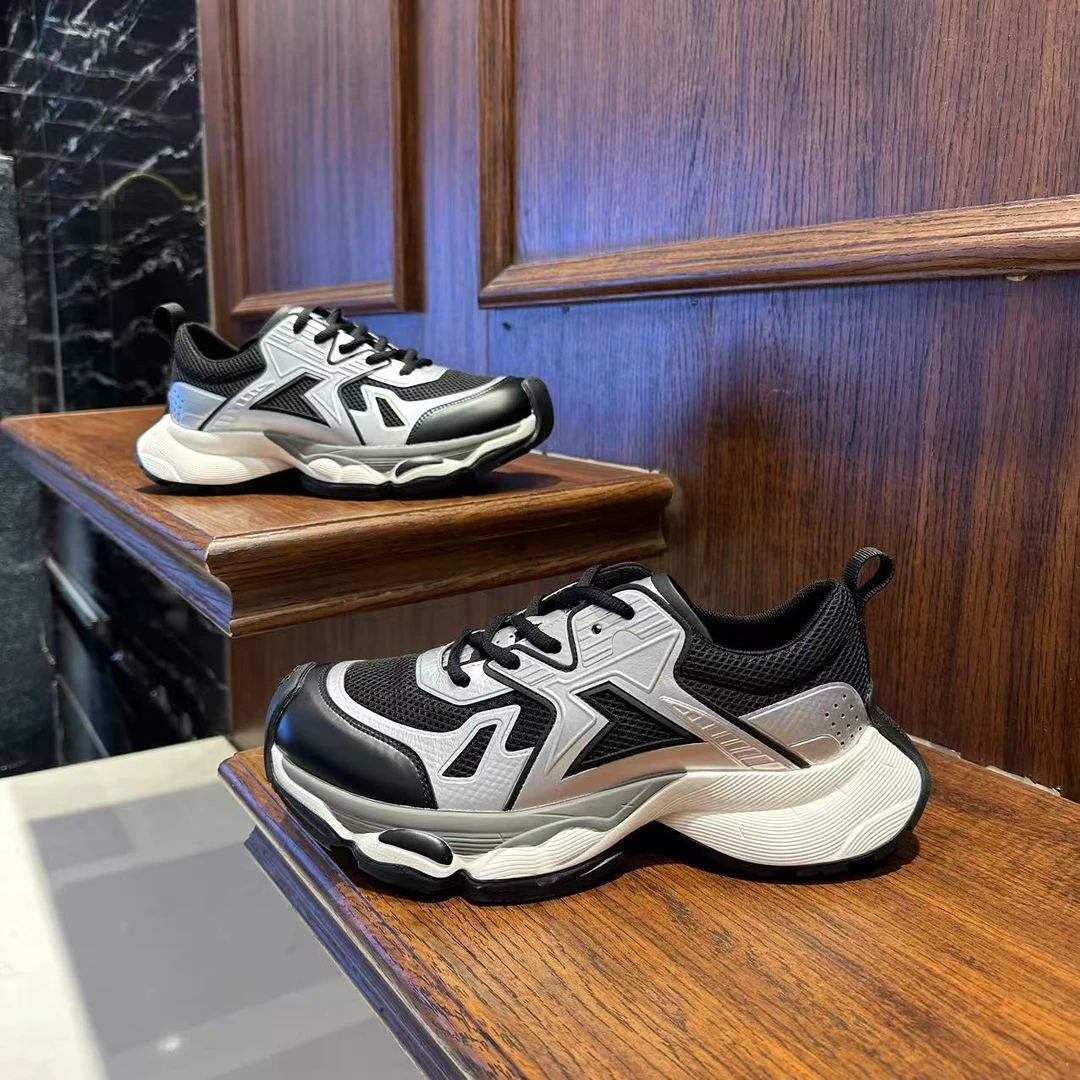 男士2025新款夏季网面厚底增高老爹鞋软底舒适潮流男款运动休闲鞋