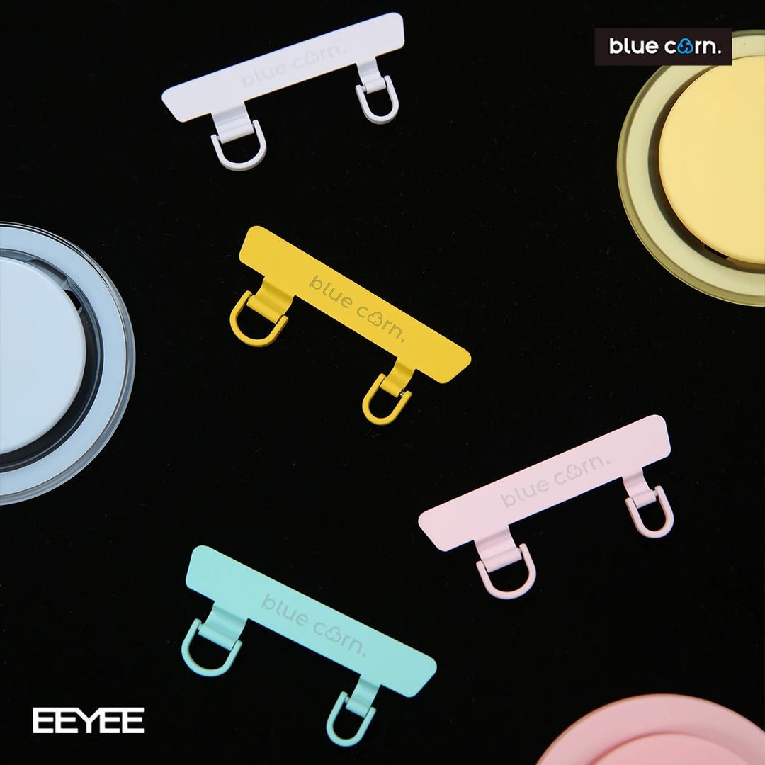 Bluecorn原创彩色双耳双挂不锈钢贴片2.0超薄通用手机挂绳夹片