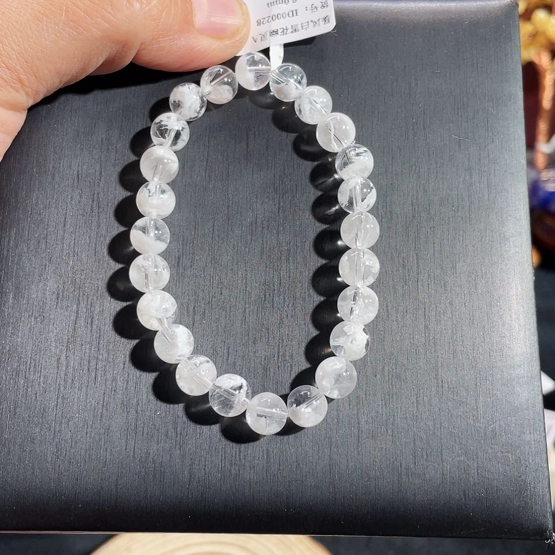 手链水晶未镶嵌暴风雪白雪花幽灵8mm