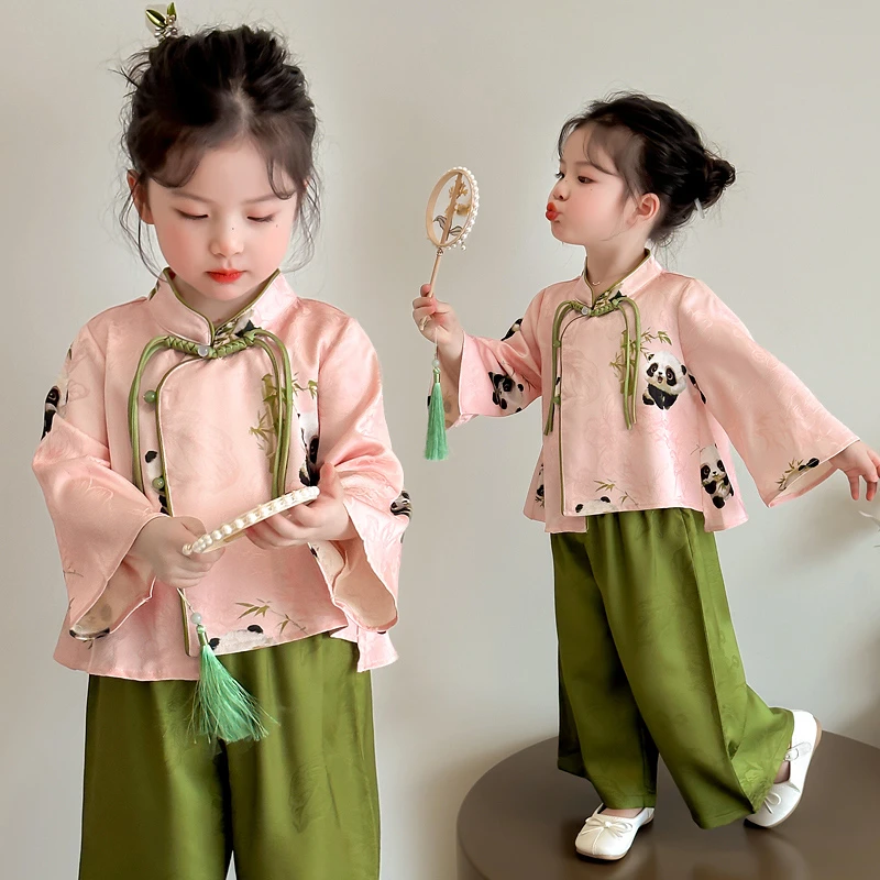 女童套装春秋季2025新款新中式改良旗袍汉服小女孩中国风两件套潮