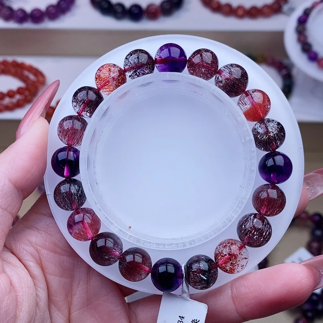 未镶嵌手链水晶黑加仑超七9m+