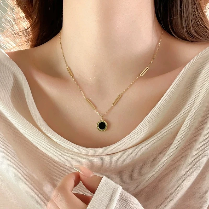 钛钢项链 【黑白罗马】数字项链黑白双面简约高级感轻奢小众锁骨链