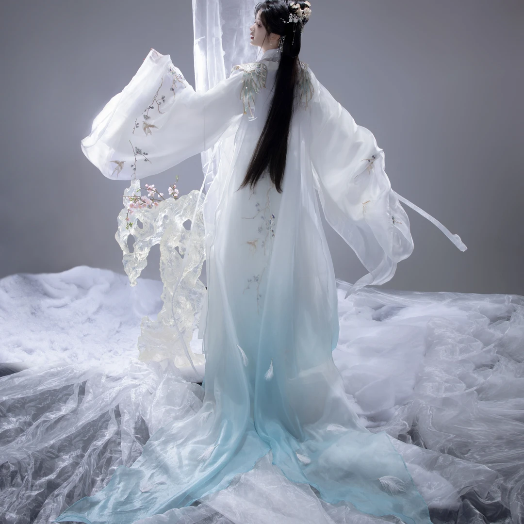 【西江月】褚云令原创魏晋刺绣珍珠羽毛汉服国风大典徐海乔同款