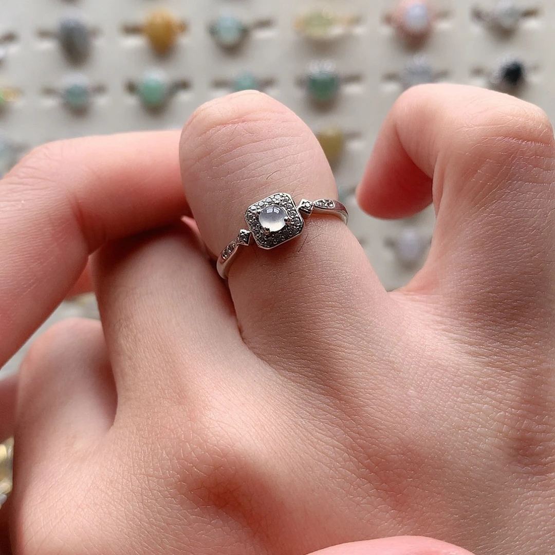 翡翠戒指银S925镶嵌0099