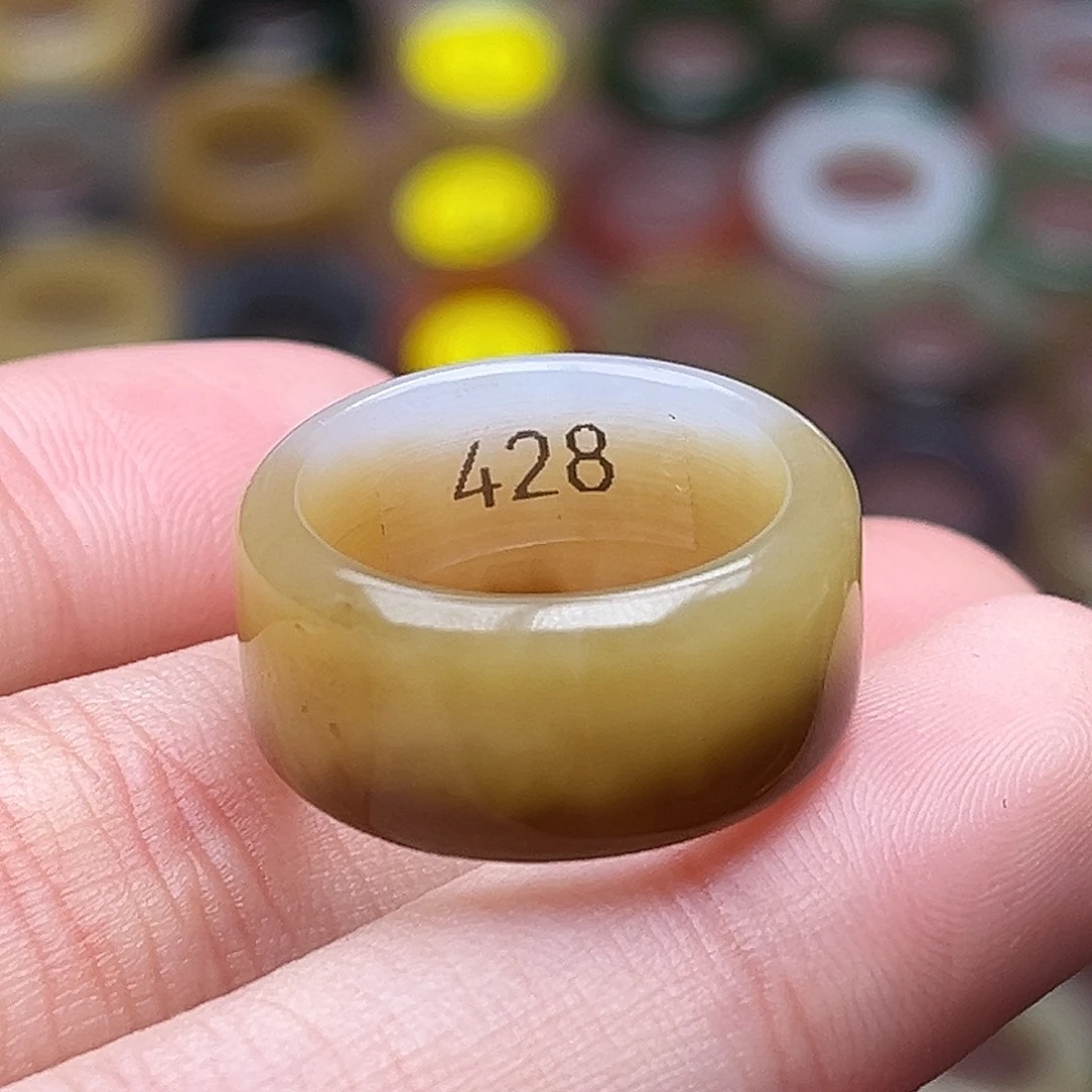 和田玉未镶嵌戒指16.6三色焦糖新品