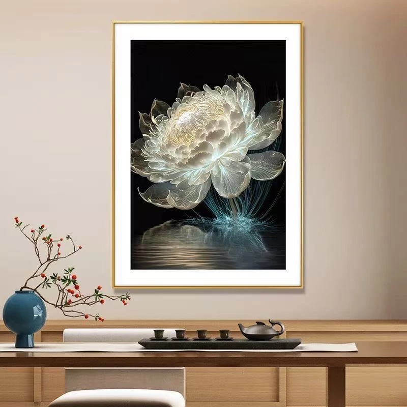 【莲花光影】睡莲装饰画客厅走廊壁画茶厅卧室餐厅高级挂画