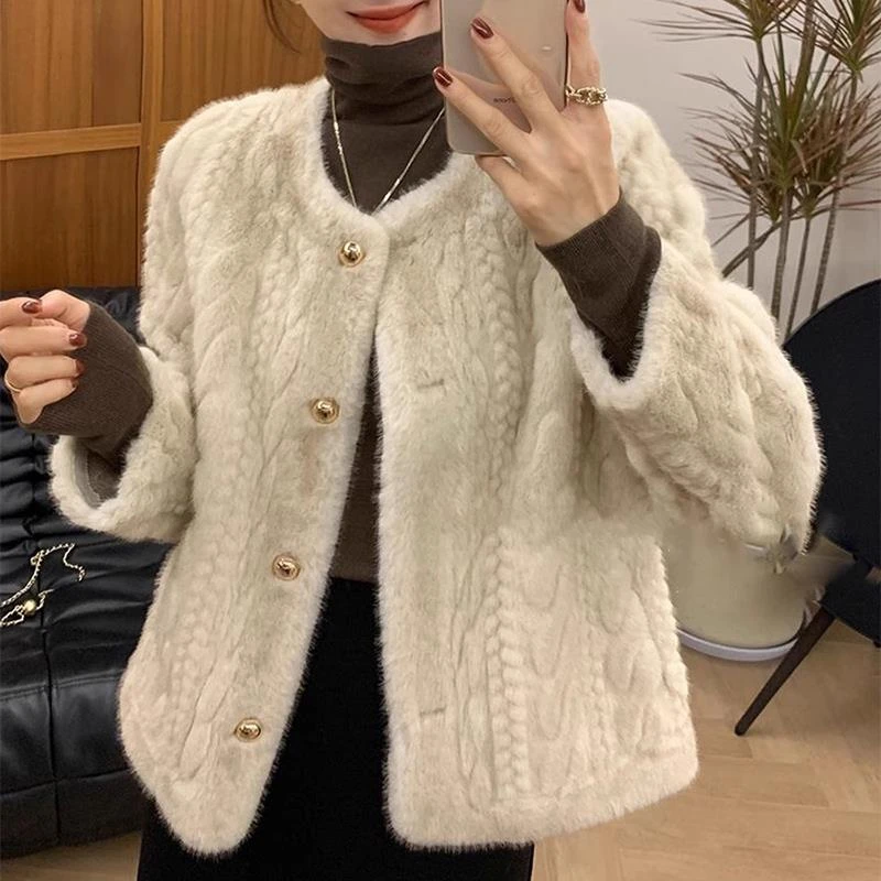 杜拉妮开小香风毛毛外套女2025秋新款羊羔毛绒加厚皮毛一体爆款上