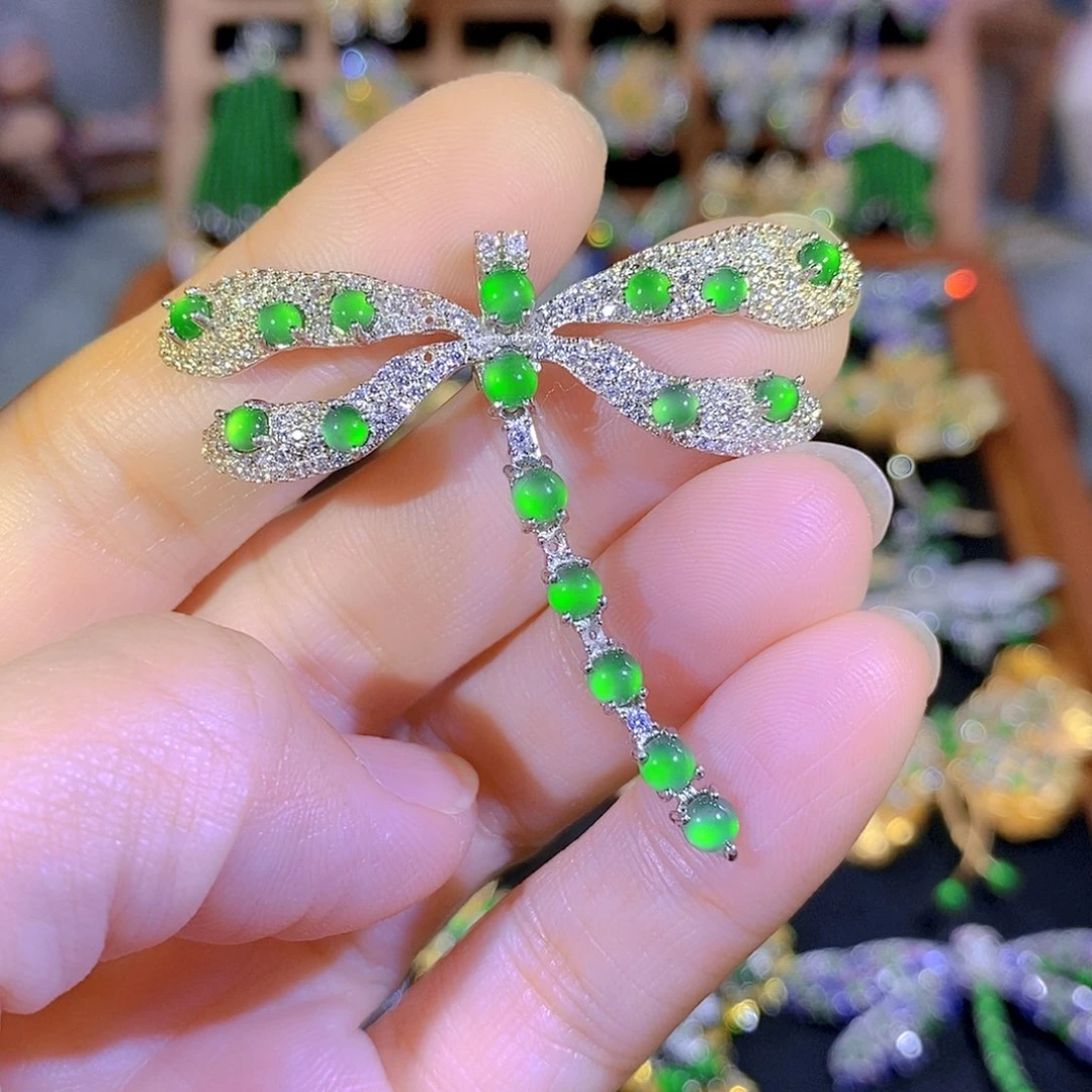 吊坠(不含链)银S925镶嵌翡翠