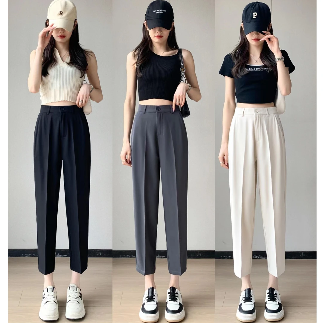 夏季薄款小西裤八九分小个子垂感显瘦百搭高腰女裤烟管裤2060