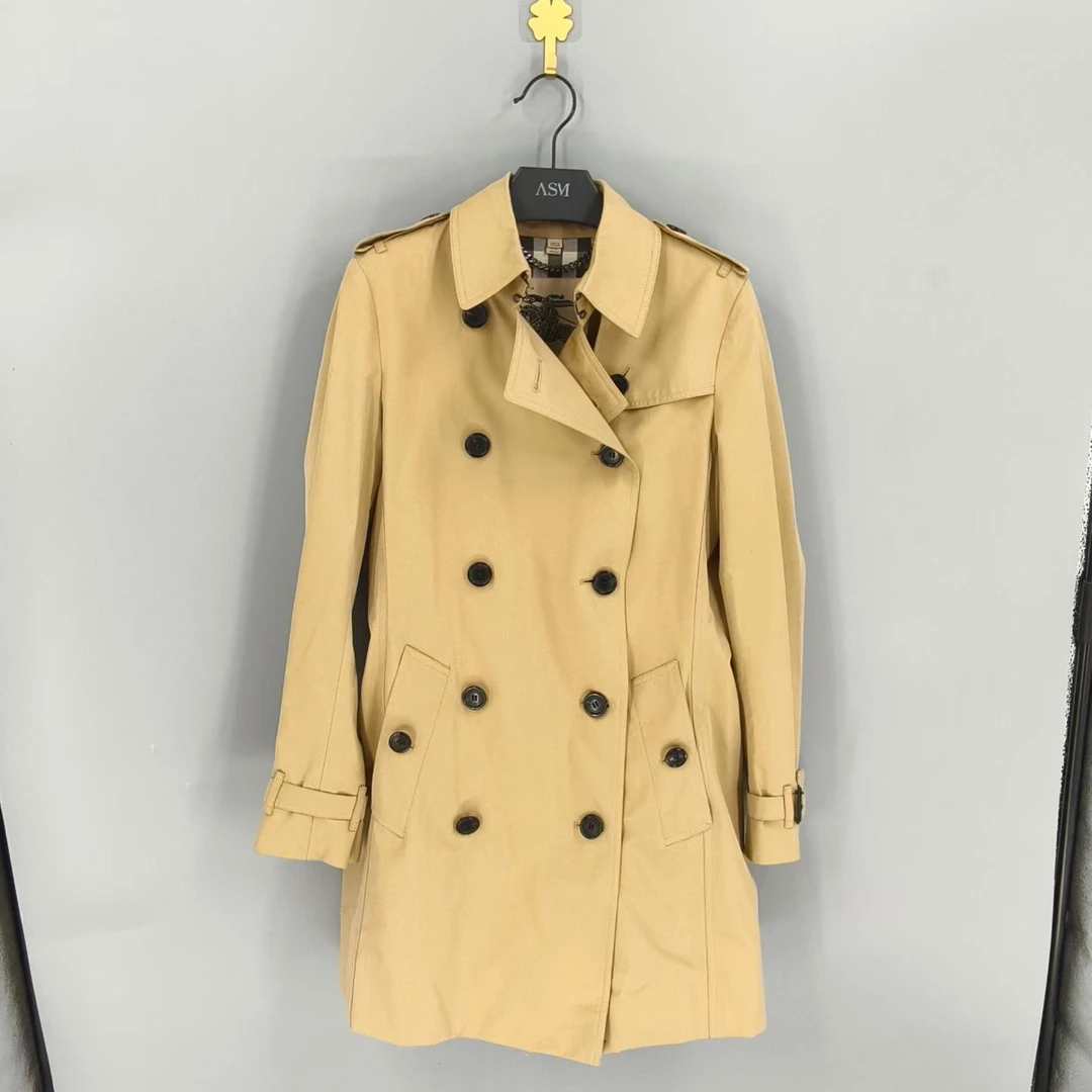 99新 BURBERRY/博柏利 葡萄籽奢潮/B双排扣翻领长袖风衣/UK6外套
