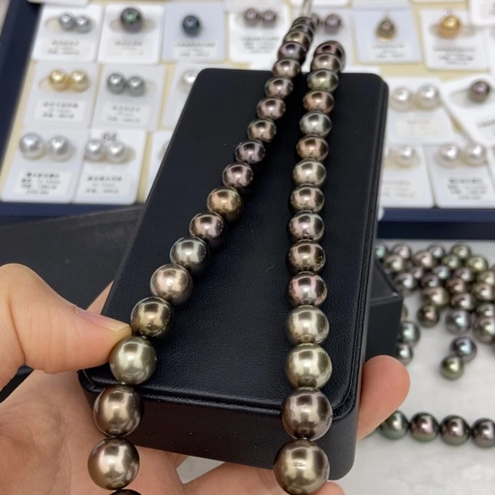 颈饰银S925镶嵌海水珍珠大溪地8-12