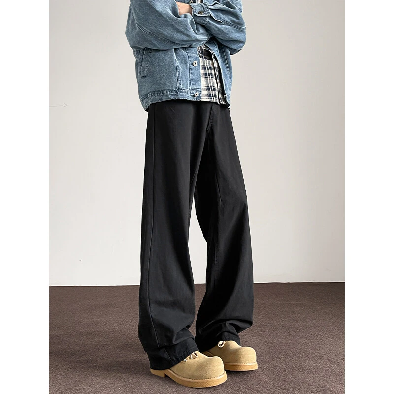 引创百搭拖地裤男休闲牛仔裤子男春季高街直筒裤垂感长裤宽松裤子